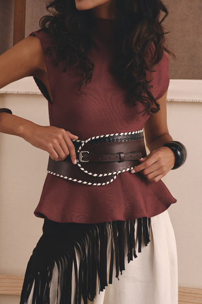 "LA MONA" TOP BURGUNDY