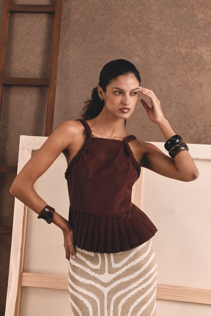 "LA FLACA" TOP BURGUNDY