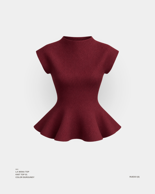 "LA MONA" TOP BURGUNDY