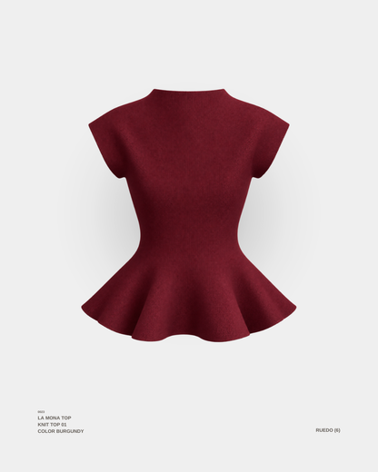 "LA MONA" TOP BURGUNDY