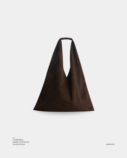 "La Memoria" Cocoa Suede Tote