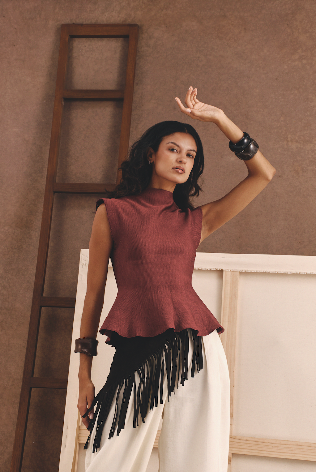 "LA VUELTA" FRINGE SCARF COCOA
