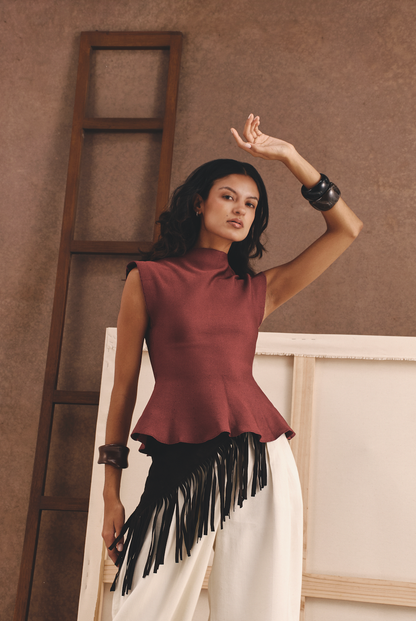 "LA VUELTA" FRINGE SCARF COCOA