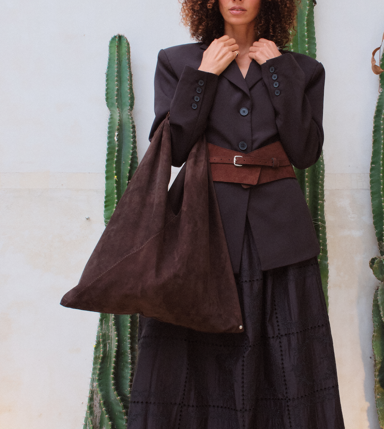 "La Memoria" Cocoa Suede Tote